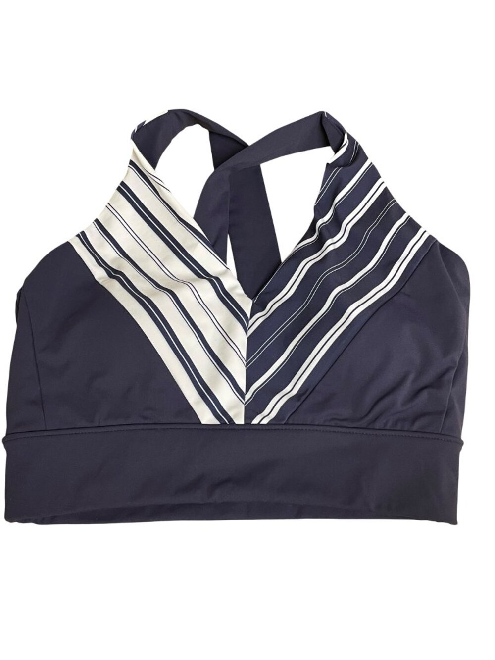 Enavant Sport Calypso Striped Sports Bra MED Thick Criss Cross Straps Athletic